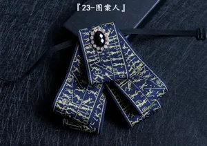 Noeud Papillon Homme Style Britannique Multi-Couches Brode Or Strass Visee Detail