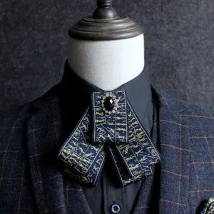 Nœud papillon multicouche de style britannique pour homme ruban jacquard rétro formel