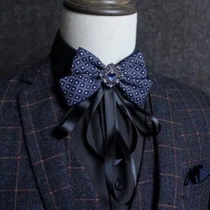 Exquisite Mens Rhinestone Bow Tie British Vintage Formal Neck Flower Groom Wedding Performance Suit Accessory