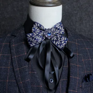 British style men's bow tie wedding groom party formal crystal ribbon necktie cravat