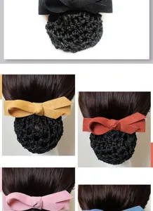 Professional hair net bow hair clip for women elegant office hair accessories style