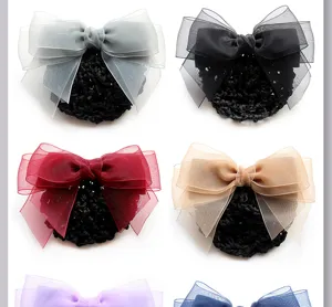 Filet à cheveux élégant avec nœud en organza pince professionnelle accessoire de bureau