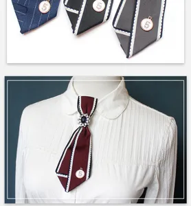 Cravatta a fiocco stile scolastico JK con spilla di cristallo e ciondolo numero 5 elegante