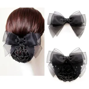 Pince À Cheveux Minimaliste En Alliage Et Gaze Avec Filet À Cheveux Accessoires De Coiffure Professionnels Pour Femmes