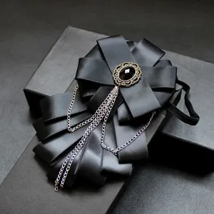 Farfallino Uomo Lega Raso Retro Punk Strass Catena Collo Cravatta Per Matrimonio Banchetto Festa Accessorio Moda