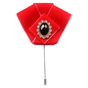 Rode fluwelen strik broche voor heren pak lapel speld vintage kristallen strass sieraden