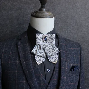 Men's suit shirt bow tie wedding banquet gentleman elegant crystal rhinestone necktie