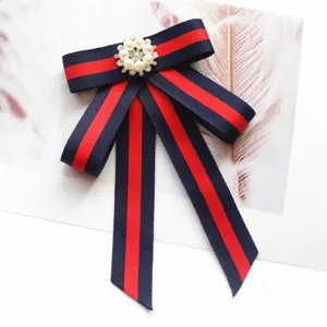 JK Uniforme Nœud Papillon Broche avec Perle Strass Tendance Col Cravate Accessoire
