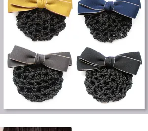 Professional women bun cover hair net with elegant bow detail, perfect for daily office work.