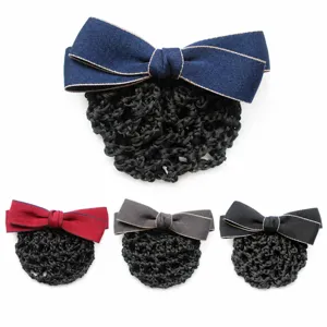 Professional hairnet bun maker with elegant bow knot, perfect for flight attendants and nurses.