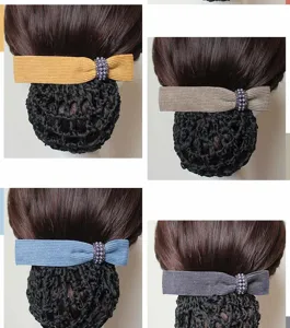 Professional bow hair net bun cover clip for women, elegant occupational hair accessories.