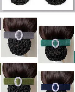 Samt Haarnetz Clip mit Strass Ovale Schnalle professionelles Haar-Accessoire Detail.