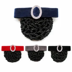 Elegantes Samt Haarnetz Duttnetz mit Strasssteinen verziert, professionelles Haar-Accessoire.