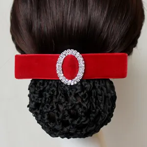 Professionelles Haarnetz mit roter Samtschleife und Strass Schnalle für Damen Berufung.