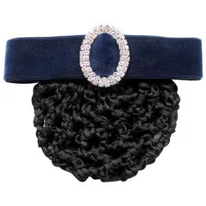 Professionelles Haarnetz Dutt-Abdeckung mit blauem Samtband und Strass Schnalle