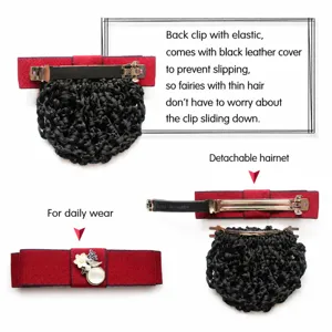 Professional hair net bow clip with detachable mesh and secure spring clasp for daily wear.