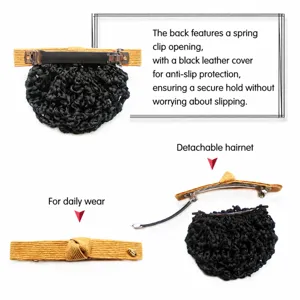 Korean professional hair net clip with detachable mesh bow and anti-slip spring clip design.