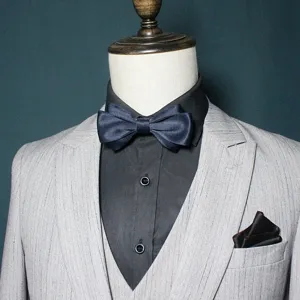 Men's elegant navy blue bow tie for formal suits and gentleman business wear accessory