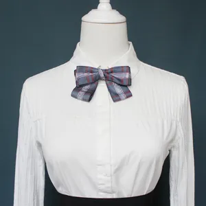Fiocco a quadri da donna colletto nastro lolita uniforme assistente di volo cravatta