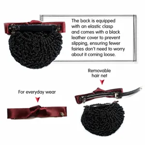 Wine red bow hair clip with detachable black mesh snood, professional bun maker for women hair.