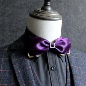 Farfallina da uomo in satin con fibbia in strass doppio strato elegante accessorio nozze