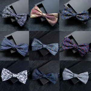 Papillon da Uomo in Jacquard Poliestere Fatto a Mano Formale Matrimonio Festa Ospite Papillon Elegante Motivo Geometrico