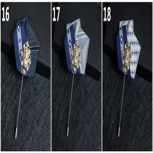 Broche rétro homme épingle revers ruban tissu strass camée accessoire col costume