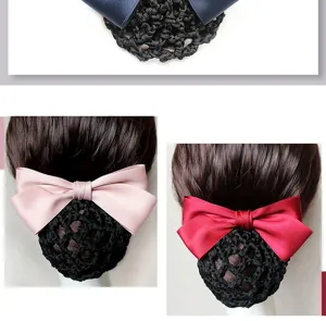 Professional ribbon bow hair net bun cover detail for workplace nurse hair accessory elegant