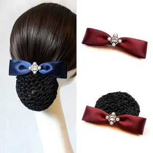 Minimalista Lega Strass Perla Artificiale Fiocco Reticella per Capelli Molletta per Capelli Elegante Lavoro Accessori Capelli Donna