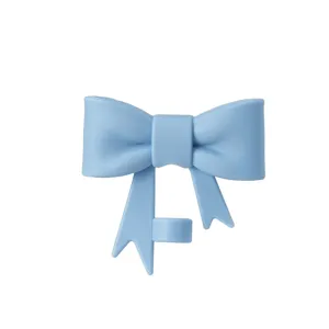 Detailed close-up shot of a charming light blue silicone bow straw cover accessory.