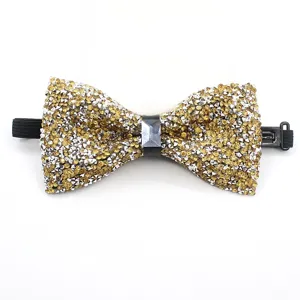 Détail nœud papillon strass brillant, accessoire de scène de nuit cristal scintillant pour hommes.