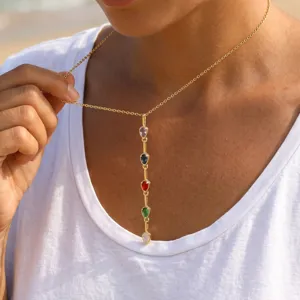 Französisch Elegant Lange Geometrische Anhänger Quaste Halskette Bunte Birnenförmige Zirkonia Kupferkette Schmuck Für Damen Täglich Party