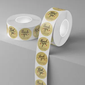 Rouleau d'autocollant de remerciement pour votre petite entreprise vue de detail.