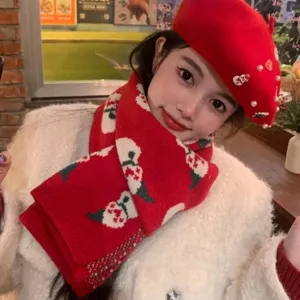 Winter Warm Imitation Cashmere Scarf Christmas Snowman Plaid Bow Embroidery Neckerchief Soft Fashion Women Scarf