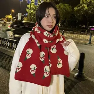 Christmas gift women's scarf 2025 new cashmere-feel warm winter outdoor holiday neck warmer