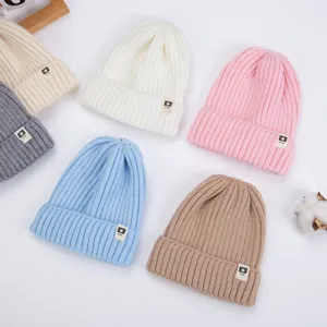 Niños acogedor gorro de punto acanalado multicolor invierno cálido lindo bebé