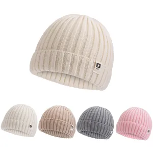 Niños invierno gorro de punto acanalado cálido lindo bebé gorra multicolor casual sombrero