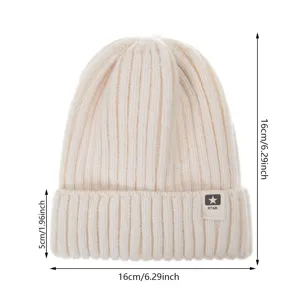 Gorro de punto de invierno para niños cálido grueso acanalado suave sombrero cómodo