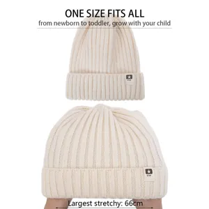Gorro de punto para bebé invierno cálido suave elástico niño recién nacido sombrero beige