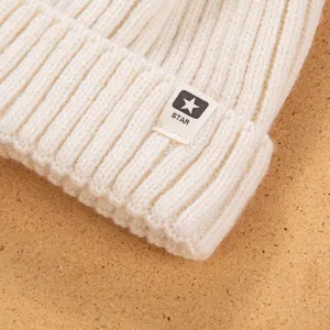 Gorro de punto cálido para niños otoño invierno gorro de lana de color sólido con estrella