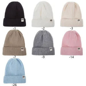 Gorro de punto para niños invierno cálido gorro de lana niños niñas liso casual