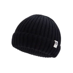 Gorro de punto acanalado negro gorro cálido de invierno para niños y niñas casual.
