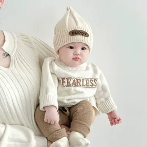 Lindo gorro de punto para bebé invierno cálido recién nacido estilo detalle vista