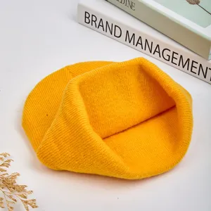 Bonnet en tricot jaune classique bonnet chaud d'hiver pour femmes hommes, chapeau doux.