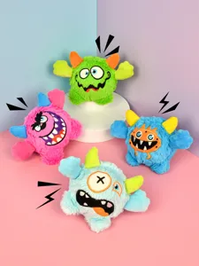 Funny plush monster dog toy squeak ball cute stress relief toy for lovely pets and fun