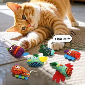 Plush Cat Toy Interactive Cute Rhino Shape Built-in Bell Chew Resistant Pet Toy For Kitty Daily Playing