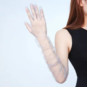 Women Sheer Mesh Long Gloves Opera Prom Party Halloween Costume Transparent Long Gloves For Evening Party