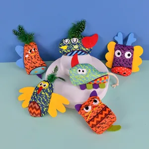 Colorful plush cat interactive toys set with feathers and bells, bite resistant pet entertainment