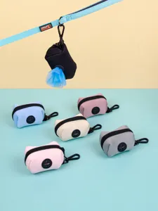 Cute mini neoprene dog poop bag dispenser holder portable pet waste bag carrier for walking.