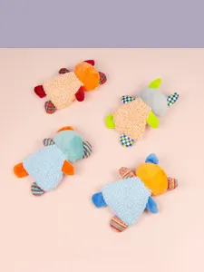 Colorful plush pet toy with crinkle paper for interactive cat and dog teething play.
